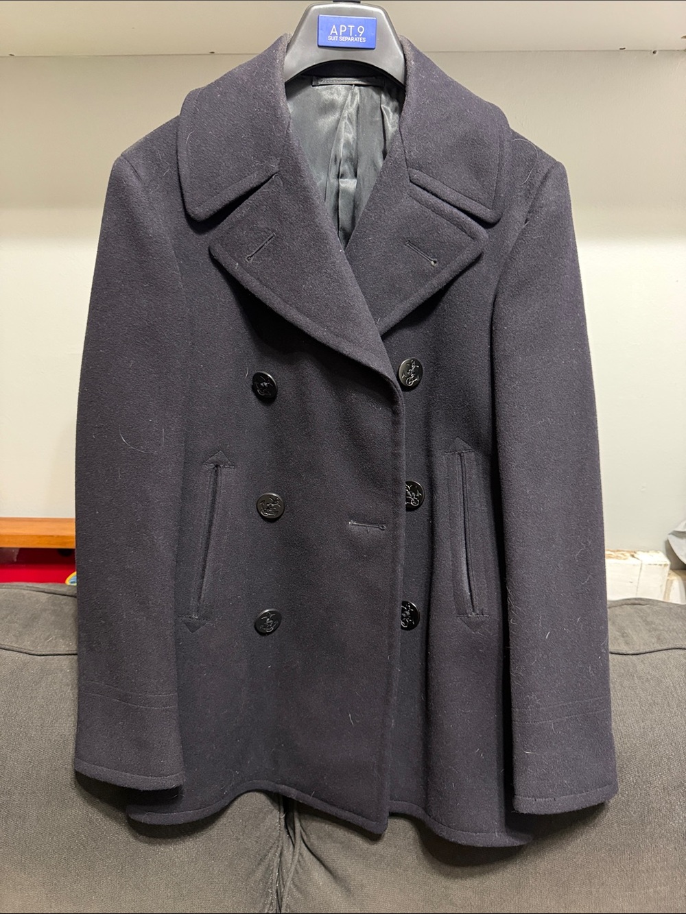 Apt. 9 Men's Double-Breasted Peacoat - Black